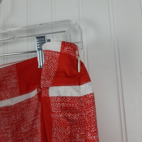 Talbots Gingham Plaid Full Skirt Plus Petite Size16W Red White Hemmed Length 21" - Picture 4 of 9